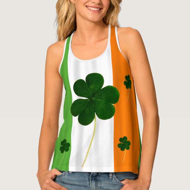 Happy St. Patrick's Day Irish Flag Shamrock Paddy Tank Top (Front)
