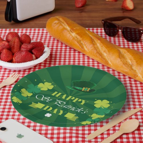 Happy St Patricks Day Irish Green Leprechaun Cute Paper Plates