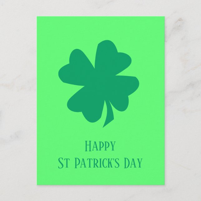 Happy St Patrick's Day Irish Green Shamrock 2025  Postcard (Front)