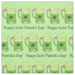 Happy St. Patrick&#39;s Day Irish Green Shamrock Beer Fabric