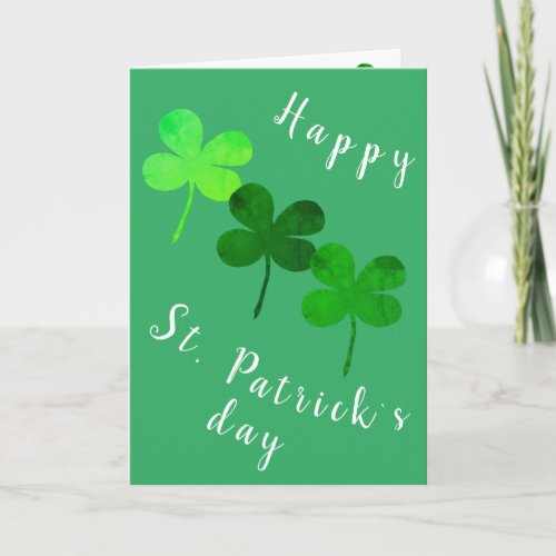 Happy St Patricks Day Irish Green Shamrock Clover Card