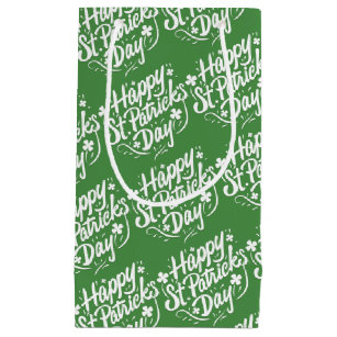 Happy St Patricks Day Irish Green Shamrock Custom Small Gift Bag
