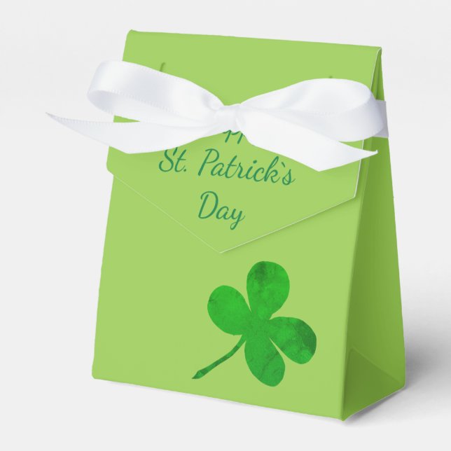 Happy St Patricks Day Irish Green Shamrock Favor Boxes (Front Side)