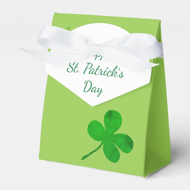 Happy St Patricks Day Irish Green Shamrock Favor Boxes (Front Side)