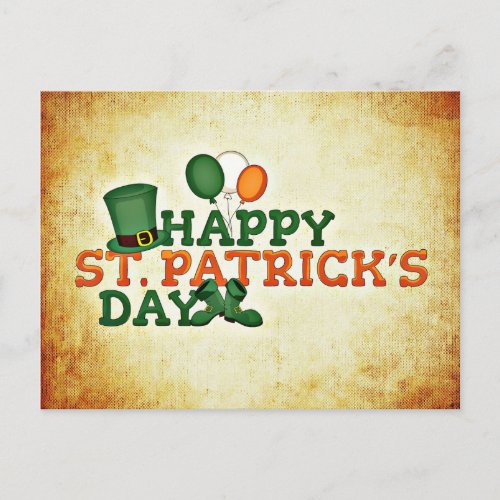 Happy St Patricks Day Irish Hat Postcard