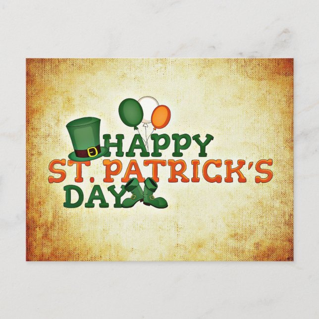 Happy St. Patrick's Day Irish Hat Postcard (Front)