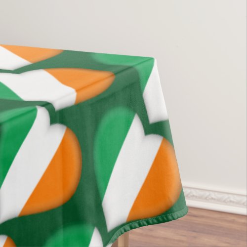 Happy St Patricks Day Irish Hearts Flag Pattern Tablecloth