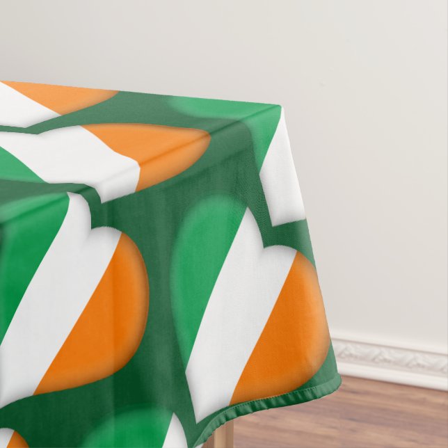 Happy St. Patrick's Day Irish Hearts Flag Pattern Tablecloth (In Situ)