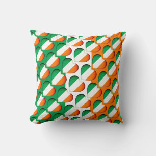 Happy St. Patrick's Day Irish Hearts Flag Throw Pillow
