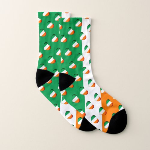 Happy St Patricks Day Irish Hearts Pattern Funny Socks