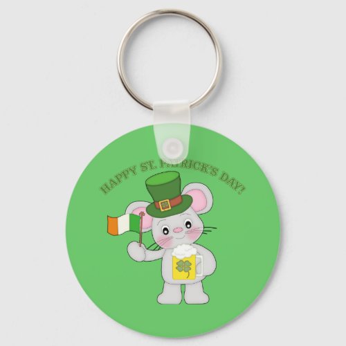 Happy St Patricks Day Irish Mouse Keychain