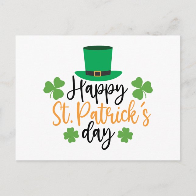 Happy St. Patrick's Day Irish Pride Shamrock Lucky Postcard (Front)
