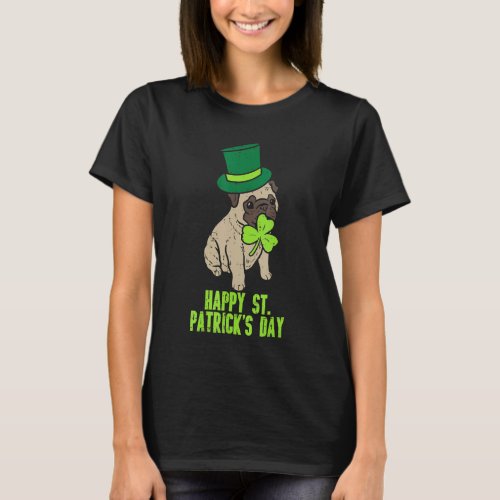 Happy St Patricks Day Irish Pug Dog Cute Saint Pad T_Shirt