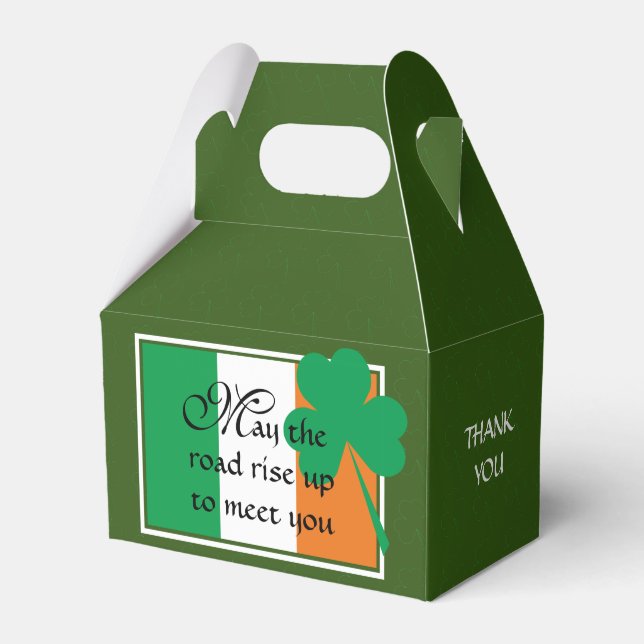 HAPPY ST PATRICK'S DAY Irish Shamrock Blessing Favor Boxes (Front Side)