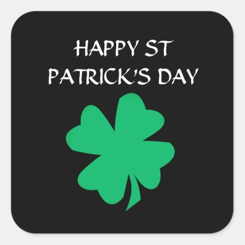 Happy St Patricks Day Irish Shamrock Leaf 2024 Square Sticker