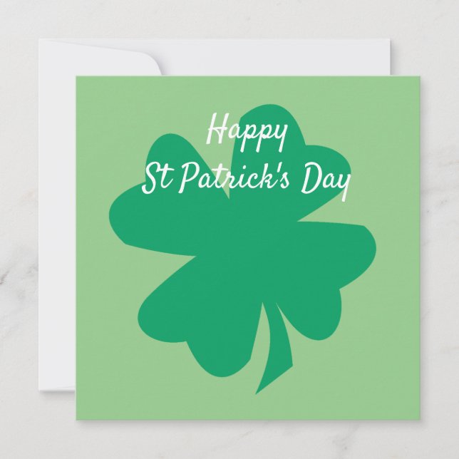 Happy St Patrick's Day Irish Shamrock Leaf Custom Card (Front)
