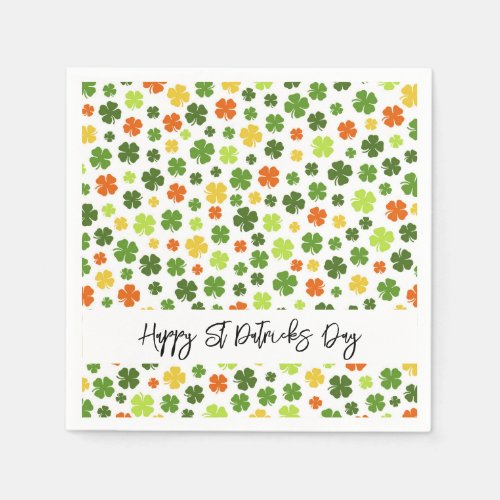 Happy St Patricks Day Irish Shamrocks Colorful Fun Napkins