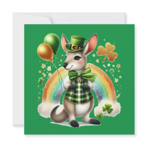 Happy St. Patrick's Day Kangaroo Flat Card
