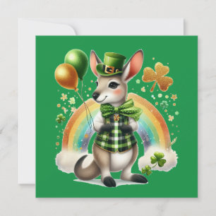 Happy St. Patrick's Day Kangaroo Flat Card