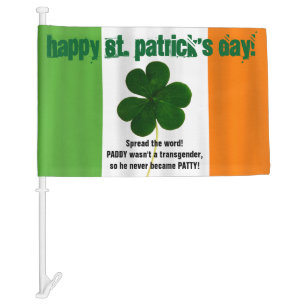 Happy St. Patrick's Day Lá Fhéile Pádraig Irish Car Flag