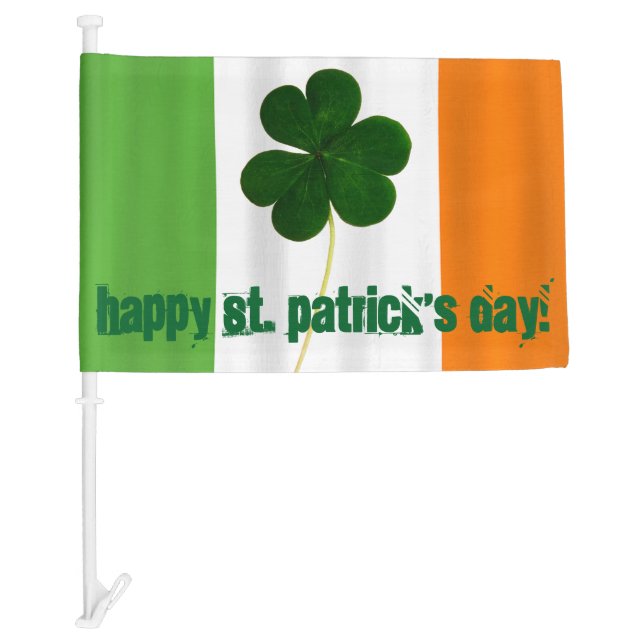 Happy St. Patrick's Day Lá Fhéile Pádraig Irish Car Flag (Front)