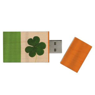 Happy St. Patrick's Day Lá Fhéile Pádraig Irish Wood USB Flash Drive