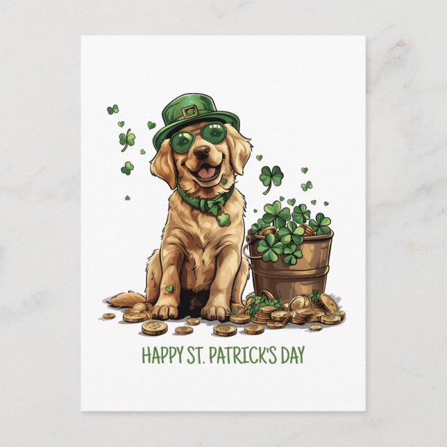 Happy St. Patrick's Day Labrador Retriever Dog Postcard (Front)