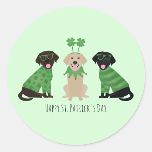 Happy St Patricks Day Labrador Retriever Dogs Classic Round Sticker