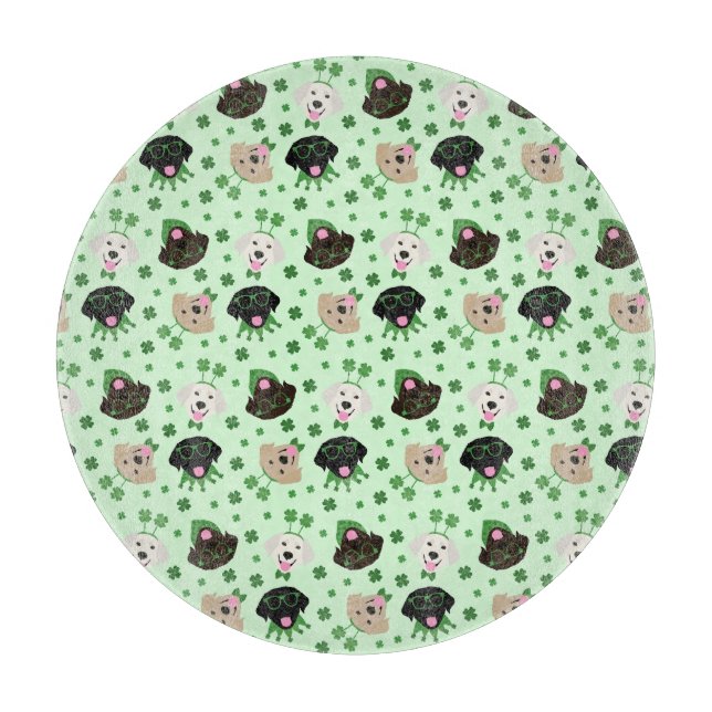 Happy St Patricks Day Labrador Retriever Dogs Cutting Board (Front)