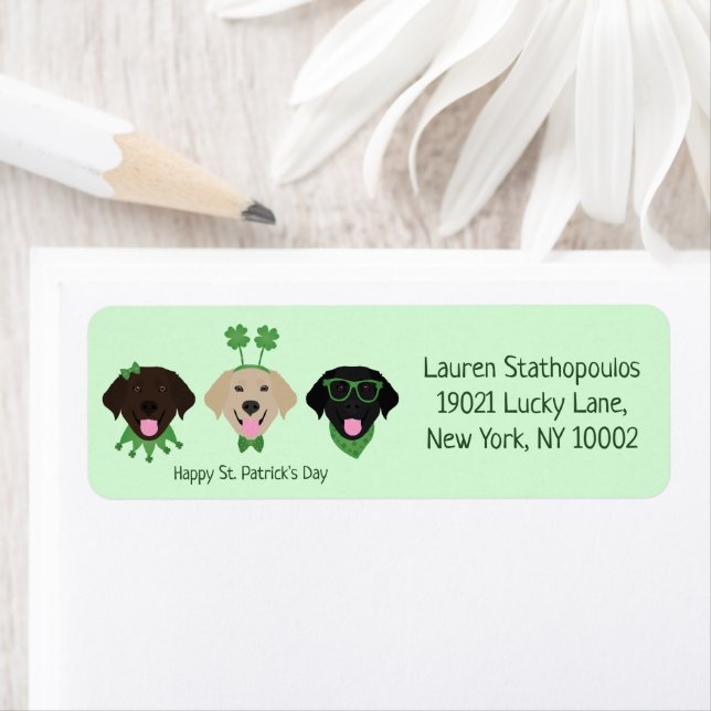 Happy St Patricks Day Labrador Retriever Dogs Label (Insitu)