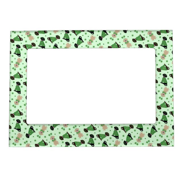 Happy St Patricks Day Labrador Retriever Dogs Magnetic Frame (Front)