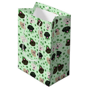 Happy St Patricks Day Labrador Retriever Dogs Medium Gift Bag