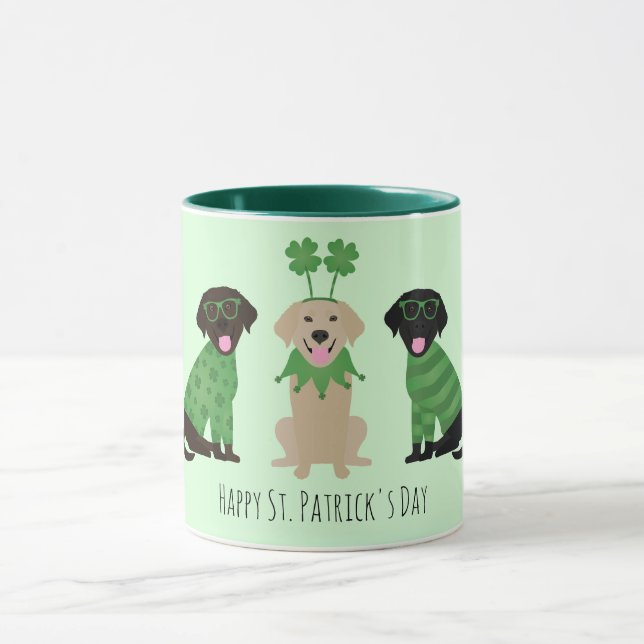 Happy St Patricks Day Labrador Retriever Dogs Mug (Center)