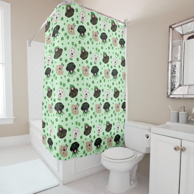 Happy St Patricks Day Labrador Retriever Dogs Shower Curtain (In Situ)