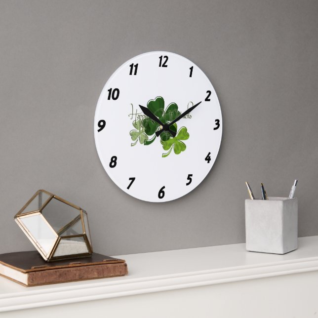 Happy St. Patrick's Day Large Clock (Office)