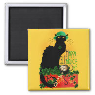 Happy St Patrick's Day - Le Chat Noir Magnet