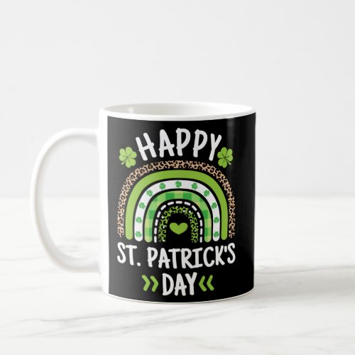 Happy St Patricks Day Leopard Print Rainbow Shamro Coffee Mug