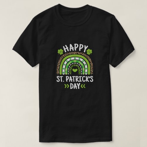 Happy St Patricks Day Leopard Print Rainbow  T_Shirt