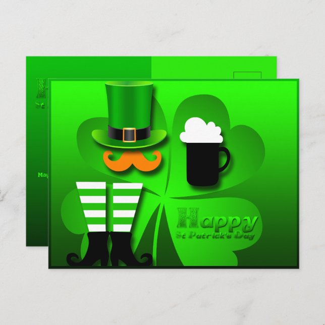 Happy St Patrick's Day Leprechaun Add Photo PostC4 Holiday Postcard (Front/Back)