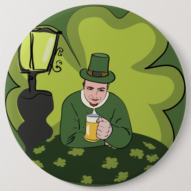 "HAPPY ST. PATRICK'S DAY" LEPRECHAUN BUTTON (Front)