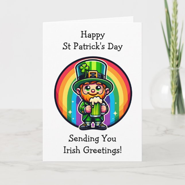 Happy St Patrick's Day Leprechaun Card (Front)