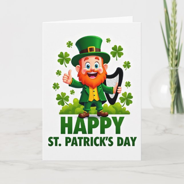 Happy St Patricks Day Leprechaun Card (Front)