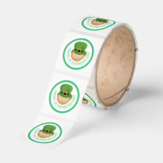 Happy St Patricks Day leprechaun Classic Round Sticker (Roll)