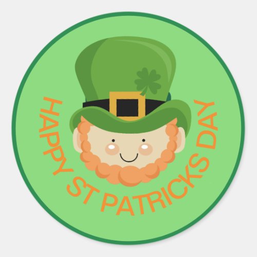 Happy St Patricks Day leprechaun Classic Round Sticker