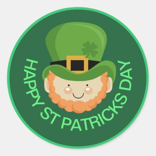 Happy St Patricks Day leprechaun Classic Round Sticker