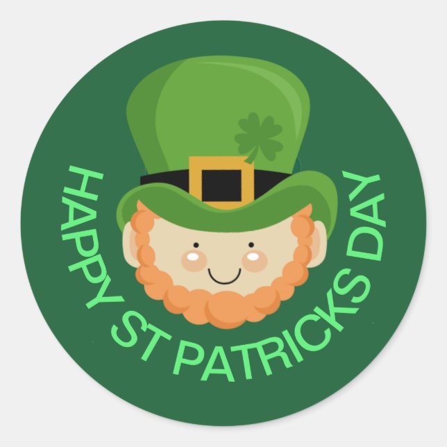 Happy St Patricks Day leprechaun Classic Round Sticker (Front)
