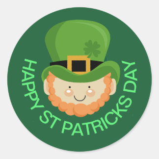 Happy St Patricks Day leprechaun Classic Round Sticker