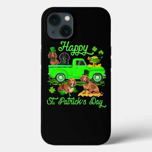 Happy St Patricks Day Leprechaun Dachshund Green  iPhone 13 Case