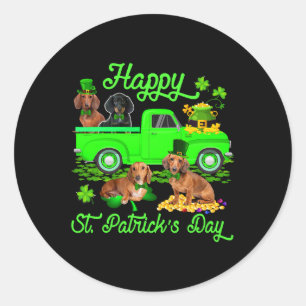 Happy St. Patricks Day Leprechaun Dachshund Green Classic Round Sticker