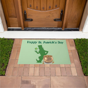 HAPPY ST. PATRICK'S DAY LEPRECHAUN DOORMAT